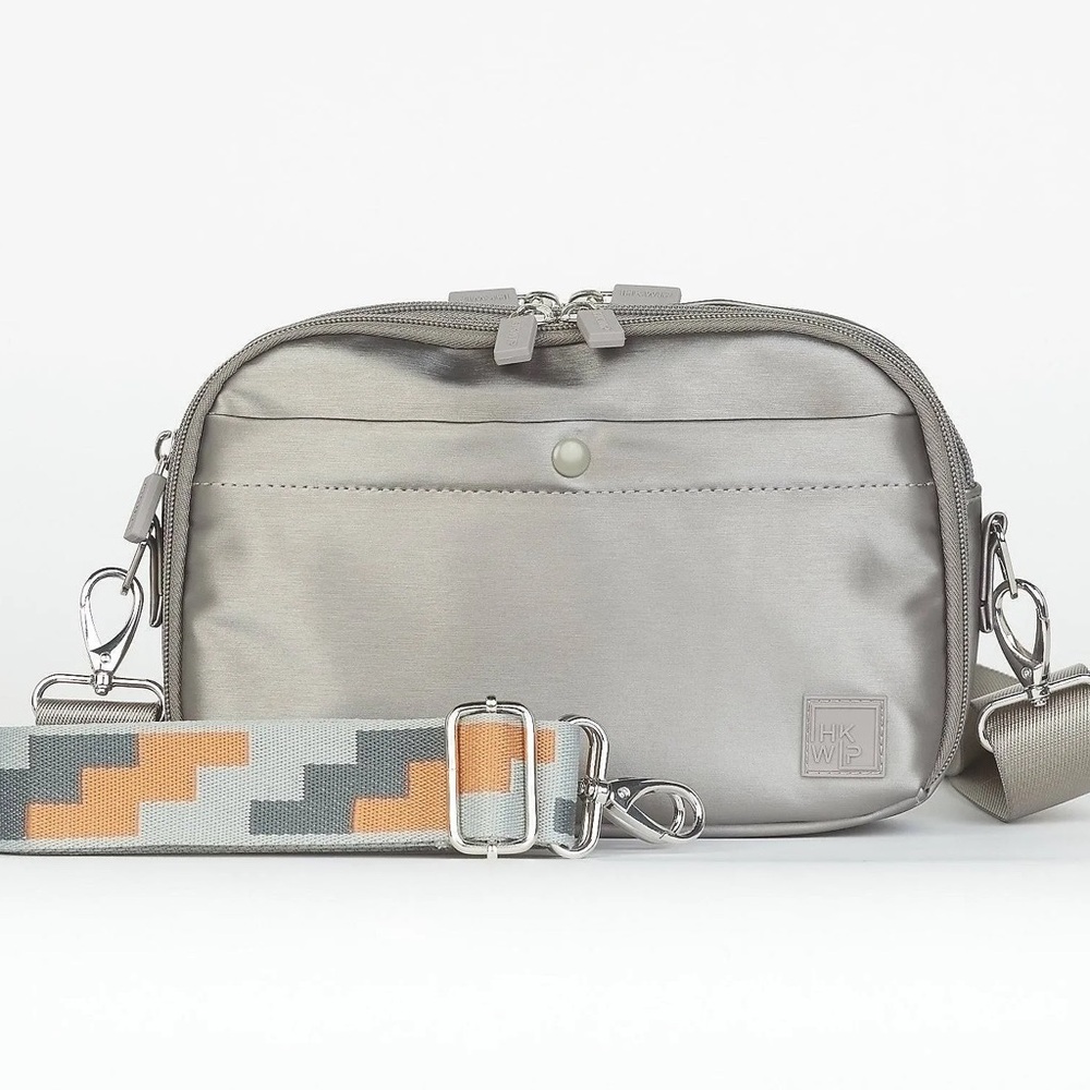 IHKWIP Day to Day Metallic Stone Gray Convertible‎ Crossbody w Two Straps